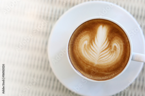 heart shape latte art of hot coffee drink