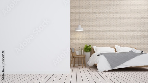 Fototapeta Naklejka Na Ścianę i Meble -  Bedroom space  in apartment and  wall decoration -3D Rendering