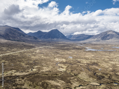 Aerial view of the amazing landscape of Rannoch Moor towards Buachaillie Etive Mor photo
