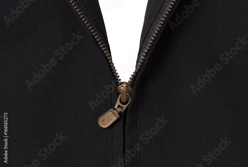 open zipper black Jacket isolated