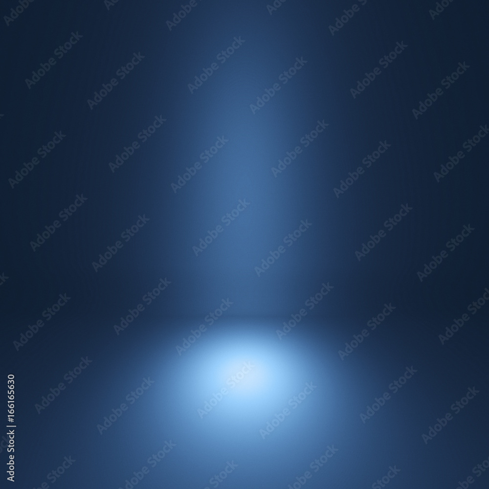 Fototapeta premium Blue spotlight background. Empty gray studio.