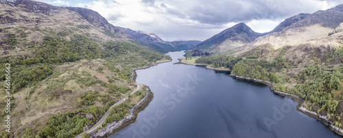 Tableau sur toile Aerial view of Loch Leven towards Caolasnacon and KInlochleven, Lochaber