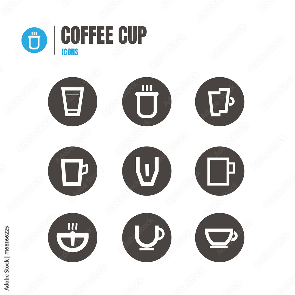 Coffee cup and Tea cup icon set. Illustration Vector . symbol on blue background. logo Coffee cup and Tea cup icon set. Illustration Vector . symbol on blue background. logo