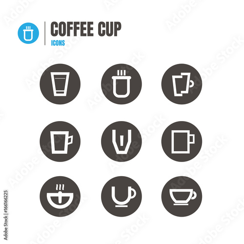 Coffee cup and Tea cup icon set. Illustration Vector . symbol on blue background. logo