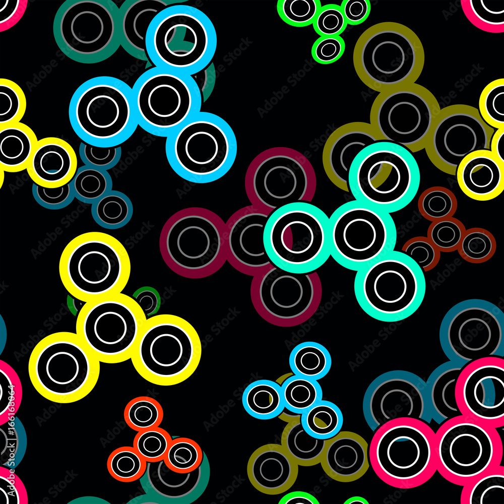 Abstract seamless spinner pattern black