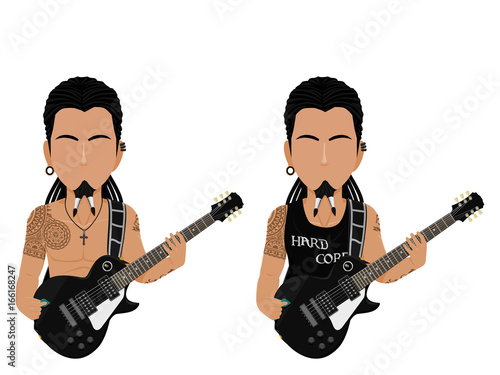 Isolate rock Guitarist on white background
 photo