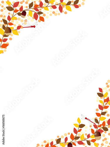 秋の紅葉植物のフレーム素材
