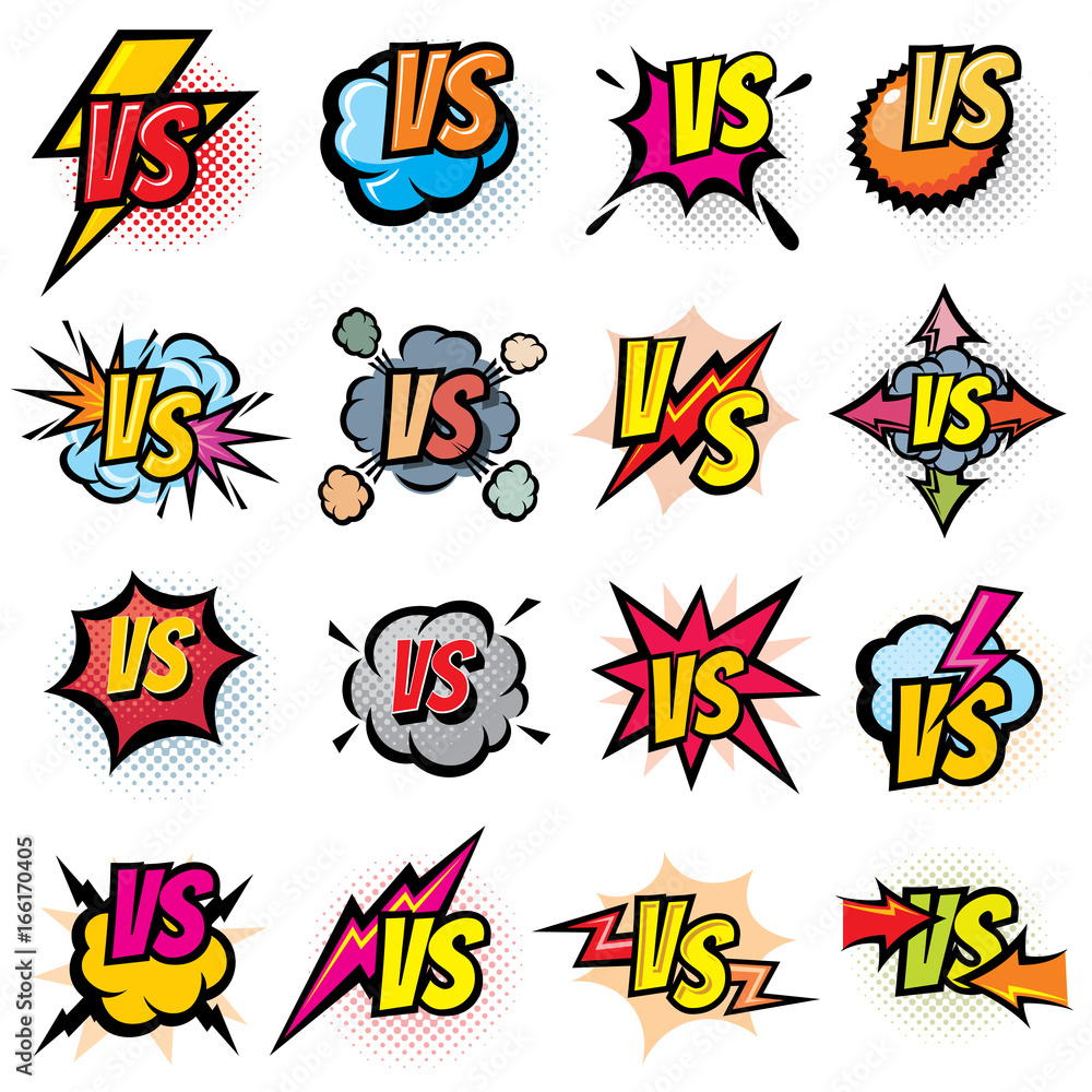 Battle competition versus vector logos set. Vs rivals challenge emblems and labels