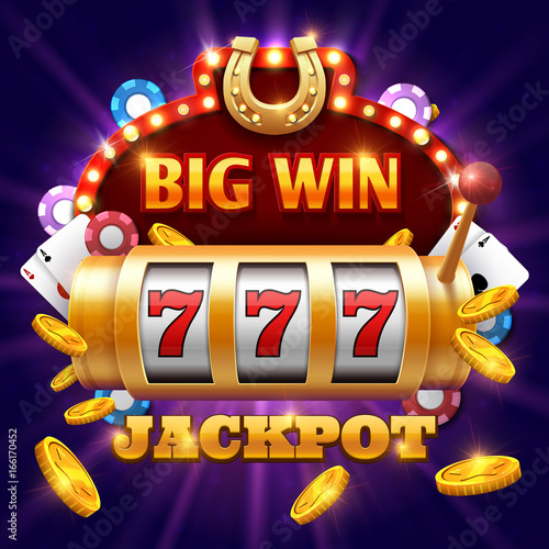 Big win 777 lottery vector casino concept with slot machine photo