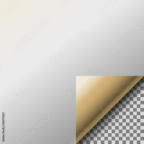 Page curl with transparent curled gold corner.