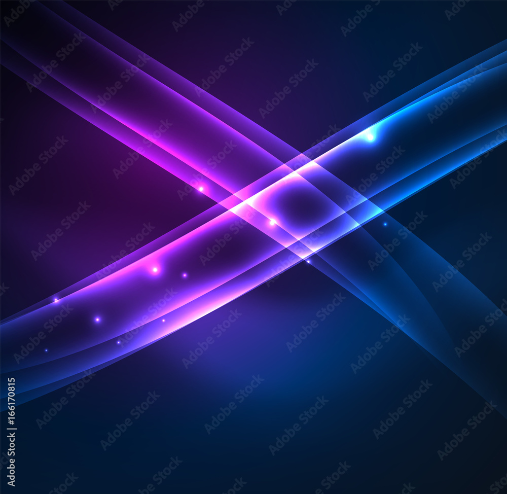 Energy lines, glowing waves in the dark, vector abstract background Energy lines, glowing waves in the dark, vector abstract background