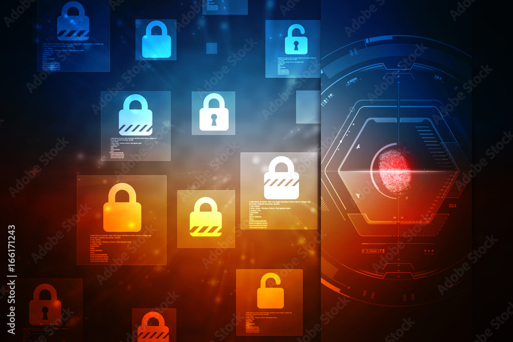 2d illustration Safety concept: Closed Padlock on digital background 2d illustration Safety concept: Closed Padlock on digital background