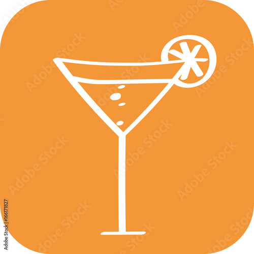 Handgezeichneter Cocktail auf orangenem Hintergrund