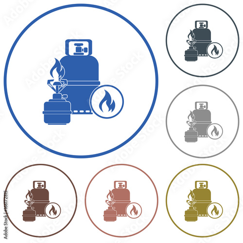 Camping stove with gas bottle icon