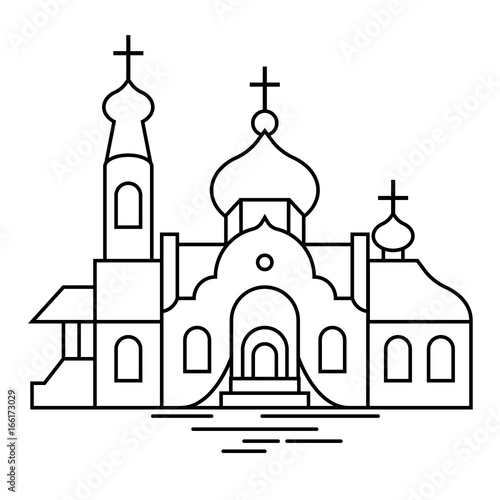 Photography Christian orthodox church, isolated, lined vector illustration.