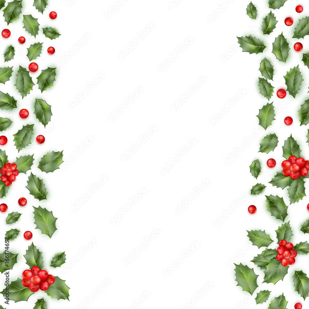 Christmas holly branch border. EPS 10 vector Christmas holly branch border. EPS 10 vector