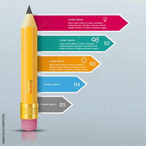 Pencil Colored Arrows Directions Infographic Mirror