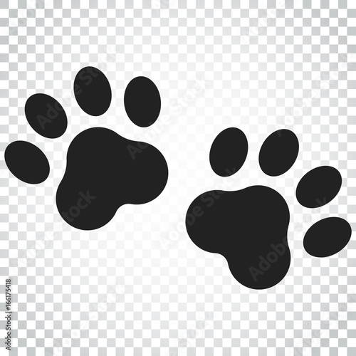 Paw print vector icon. Dog or cat pawprint illustration. Animal silhouette. Simple business concept pictogram on isolated background.