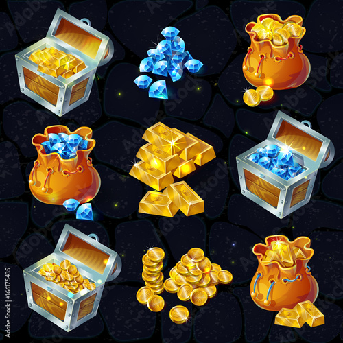 Isometric Treasure Elements Set