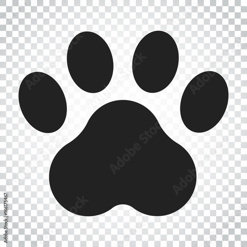 Paw print vector icon. Dog or cat pawprint illustration. Animal silhouette. Simple business concept pictogram on isolated background.