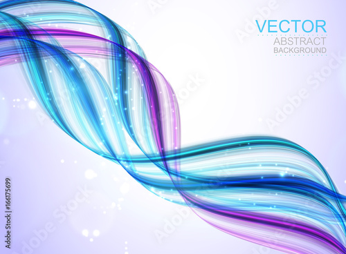 Vector background. Bright abstract wave on white, with light particles.