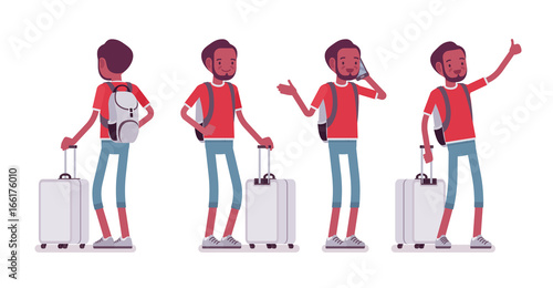 Black male tourist standing