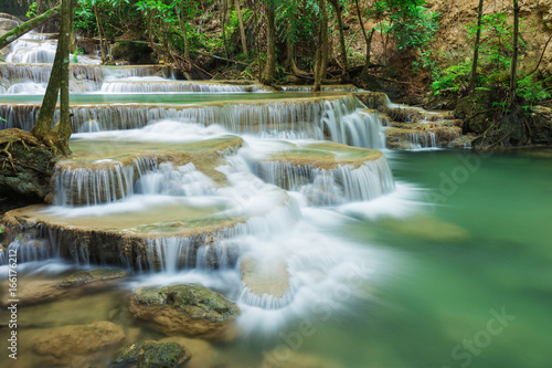 Level 1 of Huay Mae Kamin waterfall in Khuean Srinagarindra National Park, Kanchanaburi, Thailand