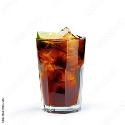 Bild auf Leinwand Whiskey Cola in the glass without a straw