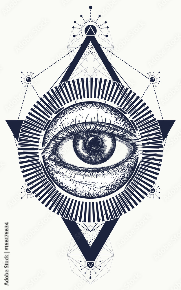 Masonic Eye And Key Tattoo Symbols. Freemason And Spiritual Symbols.  Alchemy, Medieval Religion, Occultism, Spirituality And Esoteric Tattoo.  Magic Eye, Roses And Steering Wheel T-shirt Design Royalty Free SVG,  Cliparts, Vectors, and