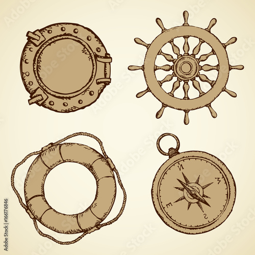 Vector illustration of sea ship supplies
