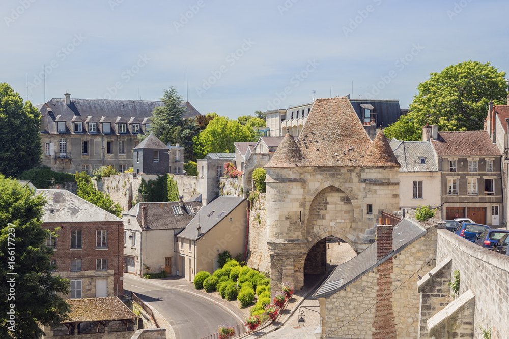 Looking inside the Porte d'Ardon viewed from the city wall of Laon