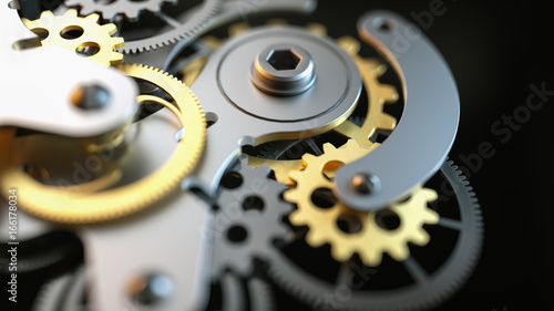 Wallpaper Mural Black and gold clock gear Is made up of 3d programs. Torontodigital.ca