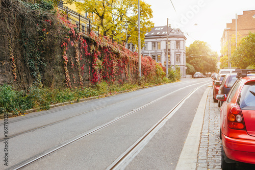 Canvas Print The street of the European city in the autumn
