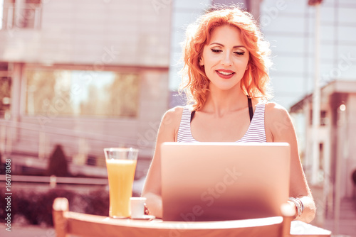 Woman using laptop