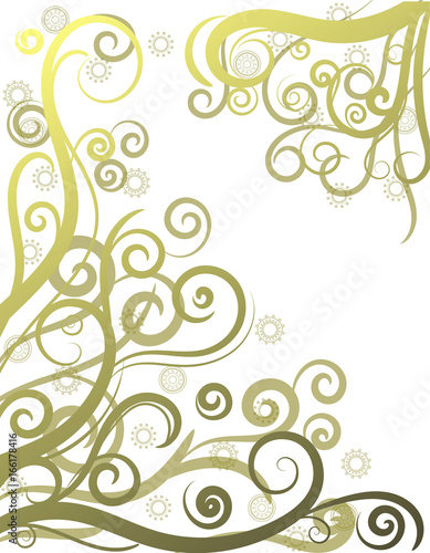 golden swirls. simple background. flat design