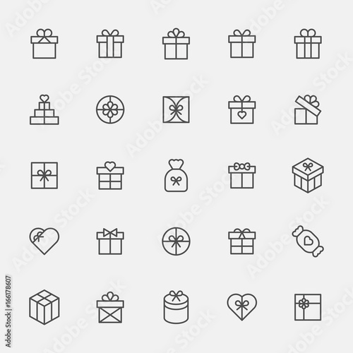 birthday present box icon vector flat design illustration set