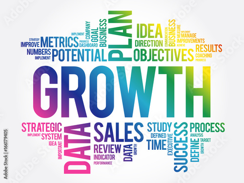 Growth word cloud collage, business concept background