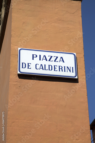 Piazza Calderini Square Sign, Bologna