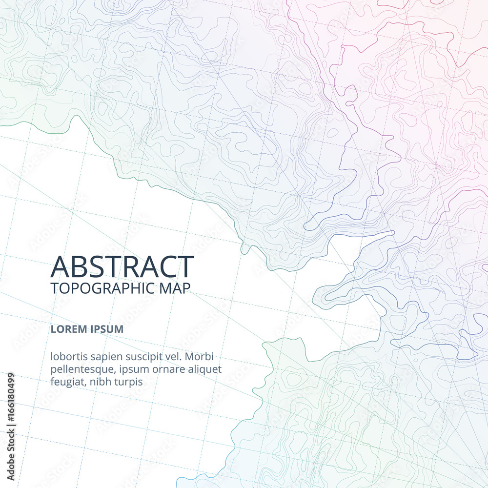 Vector poster design from lines contour topographic map. Abstract hills and different navigation elements