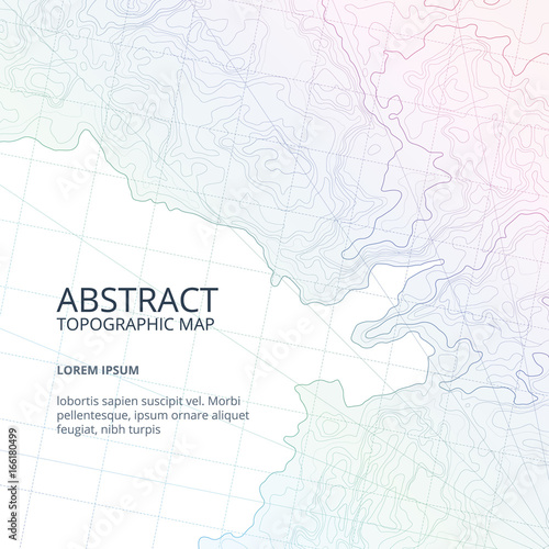Vector poster design from lines contour topographic map. Abstract hills and different navigation elements