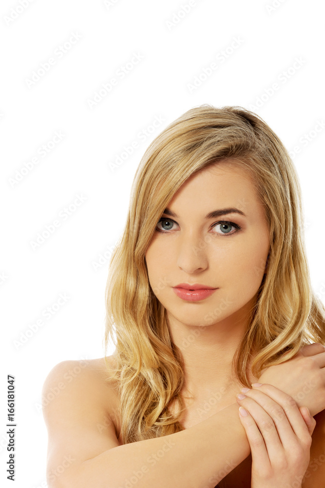 Beauty woman portrait. Beautiful model girl with perfect fresh clean skin. Body care concept Beauty woman portrait. Beautiful model girl with perfect fresh clean skin. Body care concept