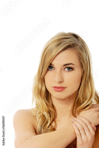 Beauty woman portrait. Beautiful model girl with perfect fresh clean skin. Body care concept