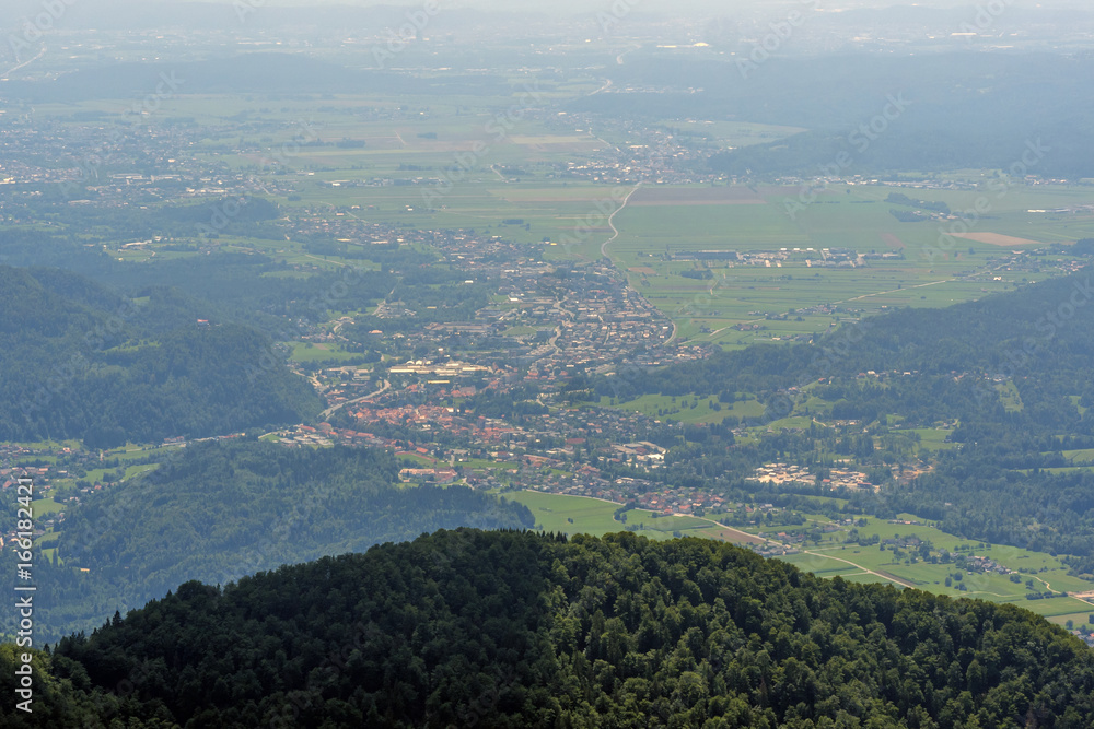 view from Velika planina mountain in Slovenia