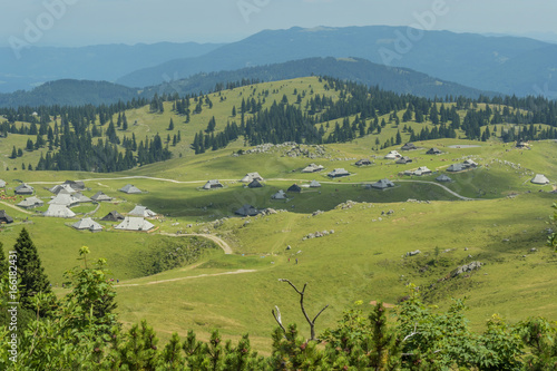 old vintage wooden village on Velika planina in Slovenia