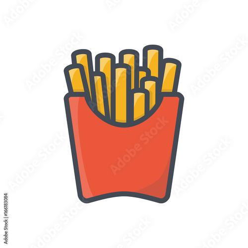 Fast food french fries colored icon