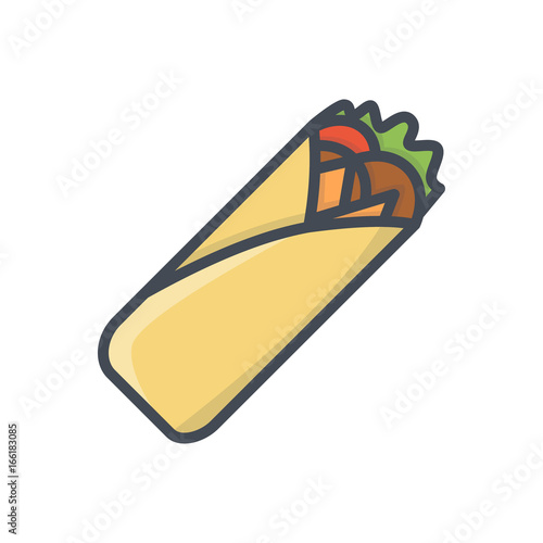 Fast food burrito colored icon