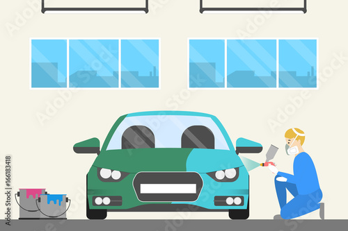 Painting at car service.