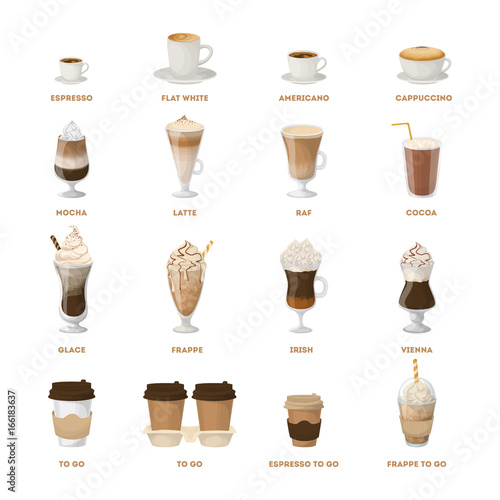 Coffee menu set.
