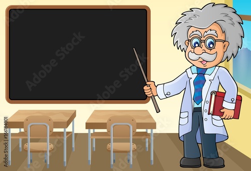 Scientist by blackboard theme image 1