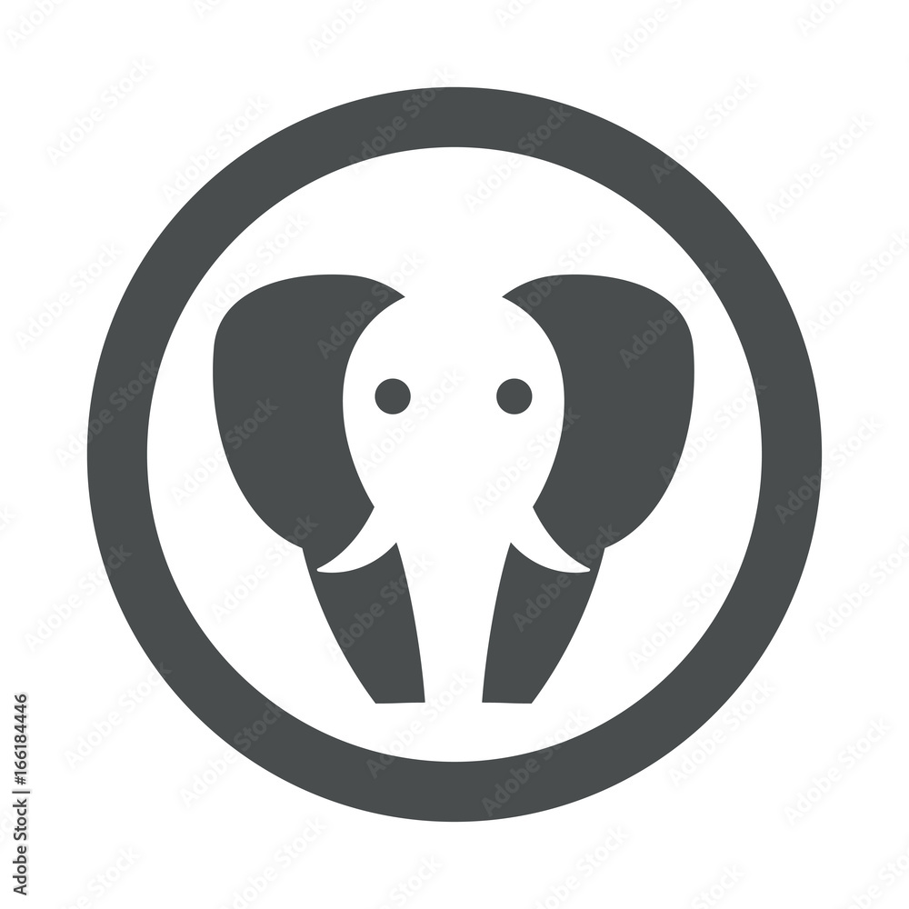 Icono plano elefante en circulo color gris Icono plano elefante en circulo color gris